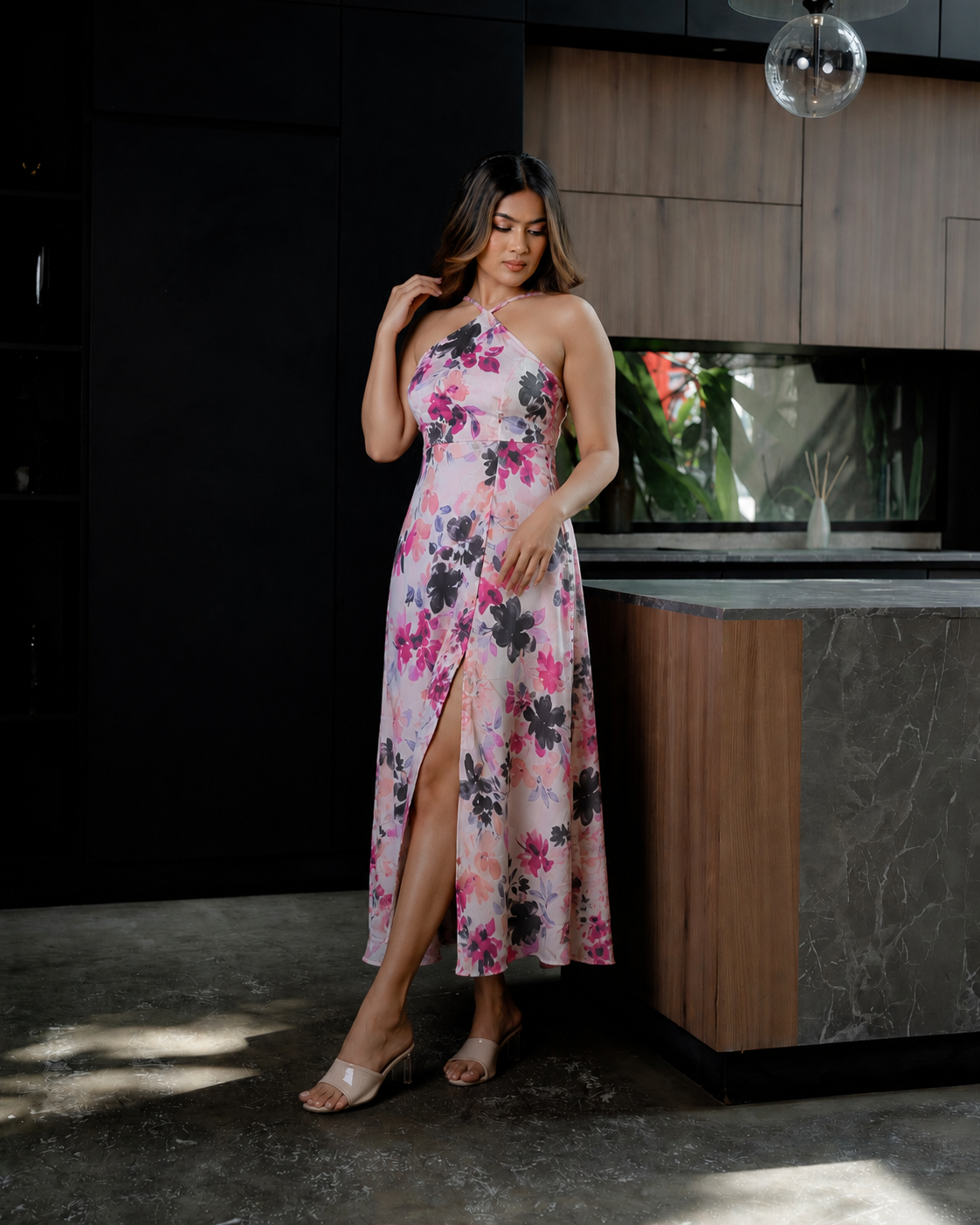 Strappy Halter Neck Dress