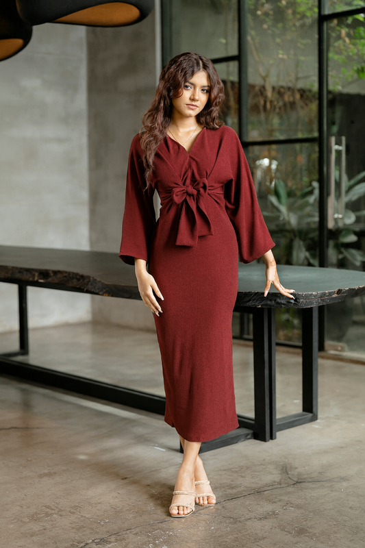 Front Tie Up Long Dress