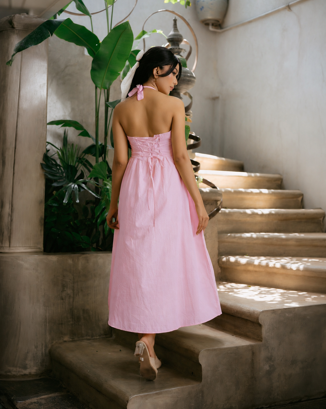 Criss-Cross Neck Tie-Up Dress