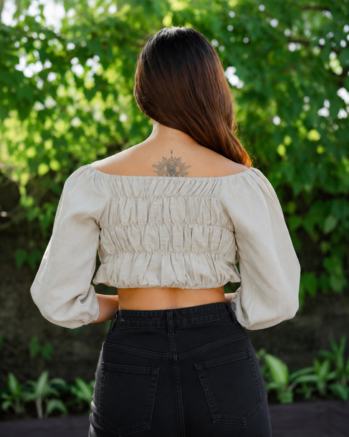 Ruffle Long Sleeve Crop Top