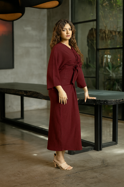 Front Tie Up Long Dress