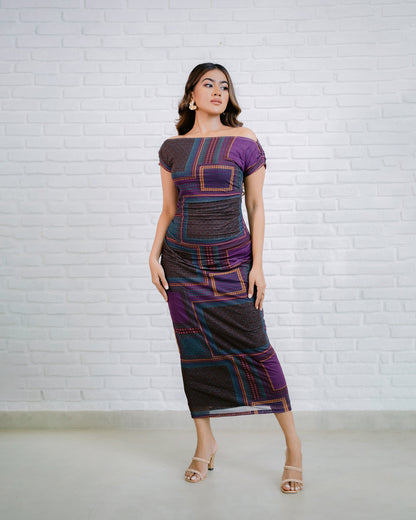 Multi Coloured Ruched Dress