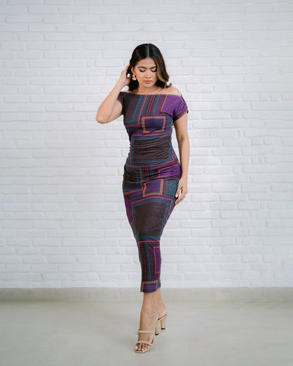 Multi Coloured Ruched Dress