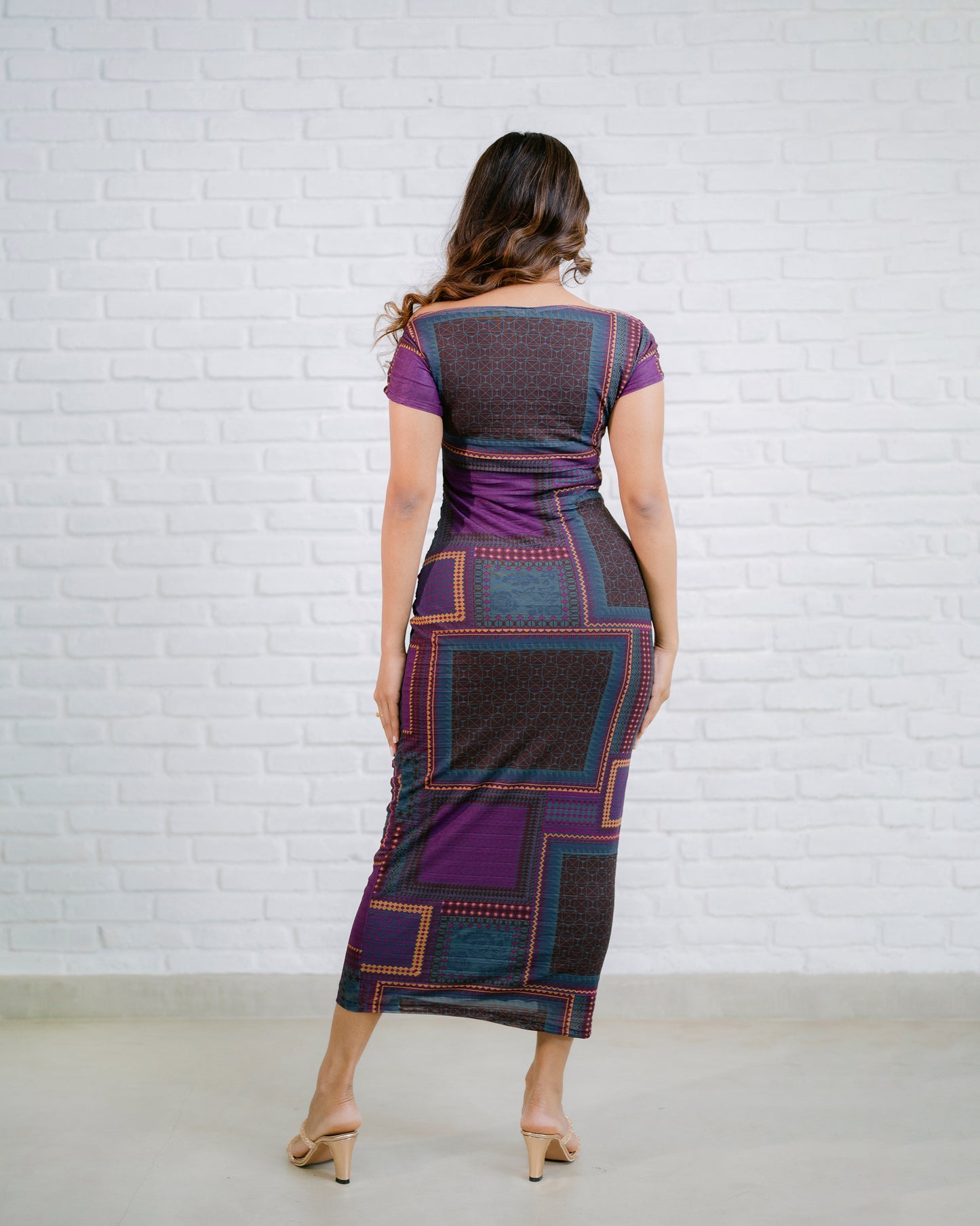 Multi Coloured Ruched Dress