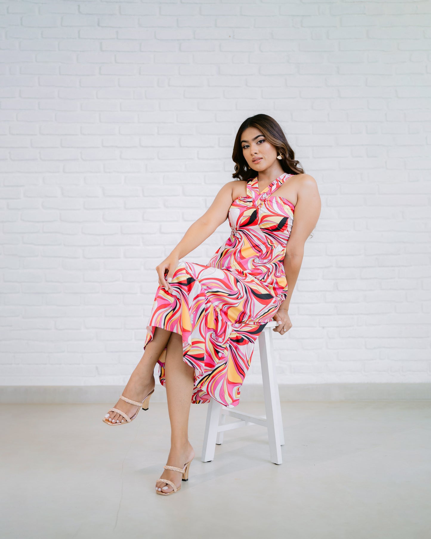 Double Second Cross Over Halterneck Maxi Dress