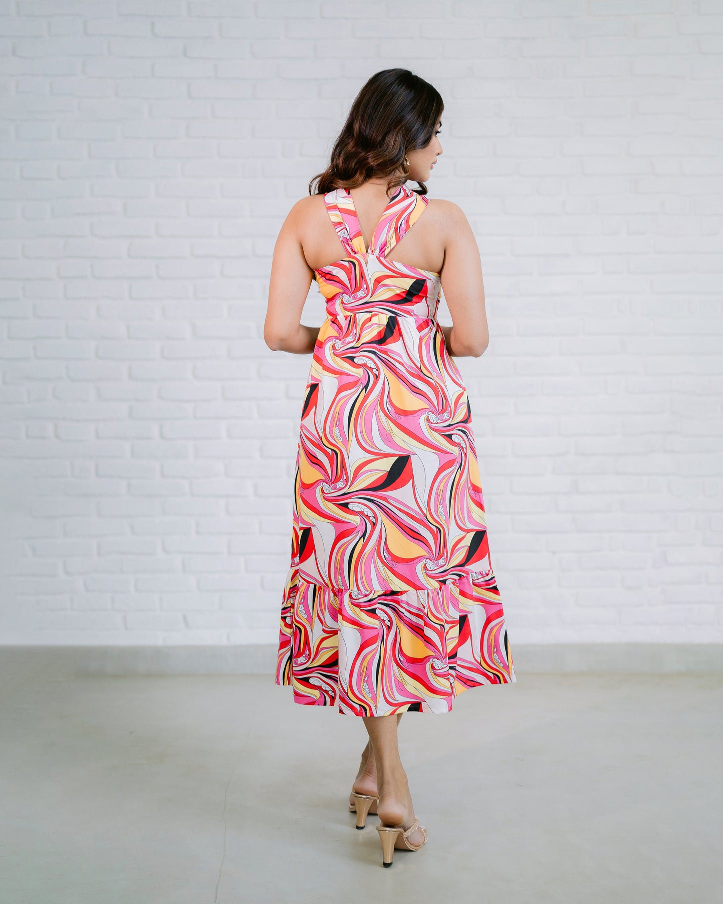 Double Second Cross Over Halterneck Maxi Dress