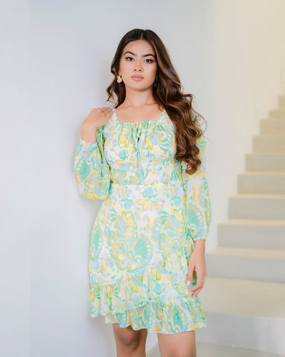 Long Sleeve Ruffle Hem Dress