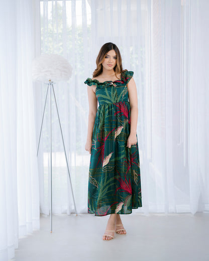 Printed Off Shoulder Maxi Dress