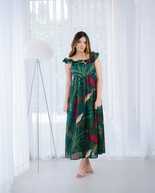 Printed Off Shoulder Maxi Dress