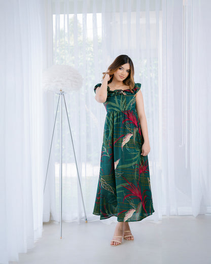 Printed Off Shoulder Maxi Dress
