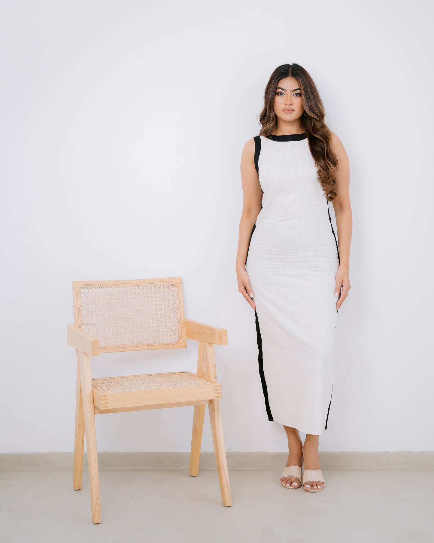 Two Tone Back Zipper Maxi Dress