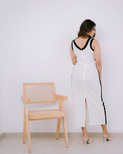 Two Tone Back Zipper Maxi Dress