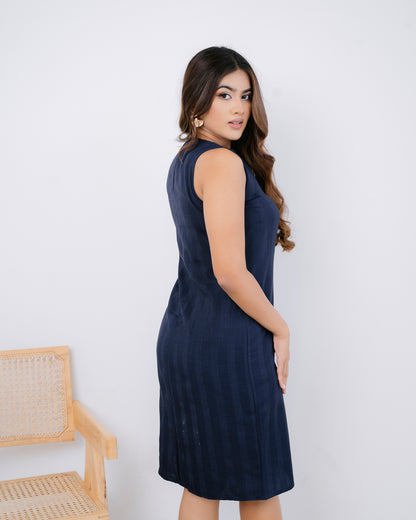Button Detail Sleeveless Dress