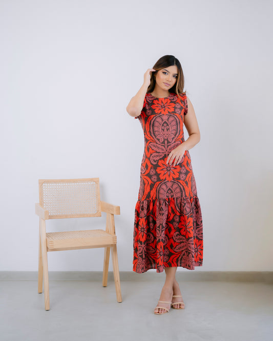 Ruffle Hem Sleeve Detail Dress