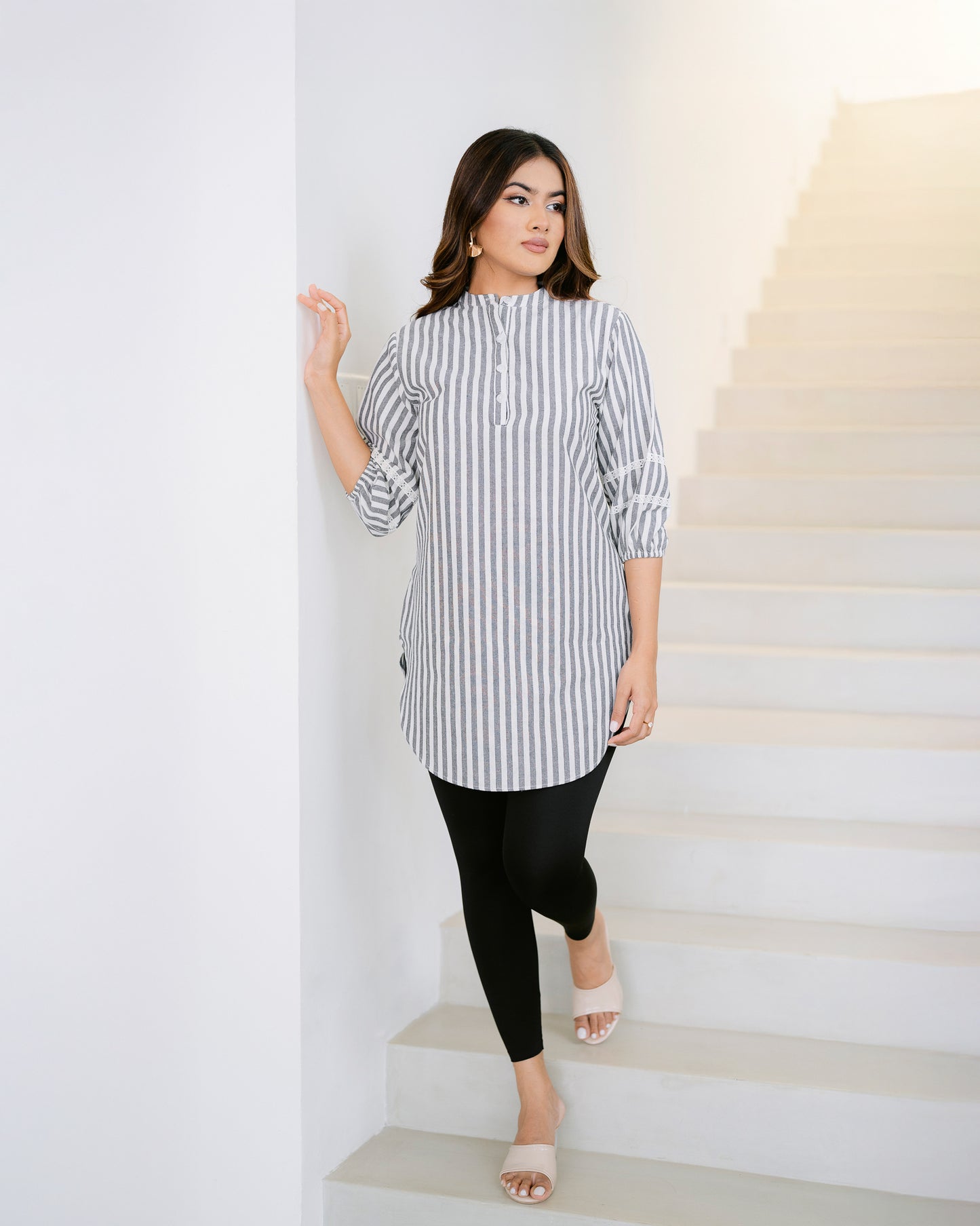 Baloon Sleeve Stripes Top