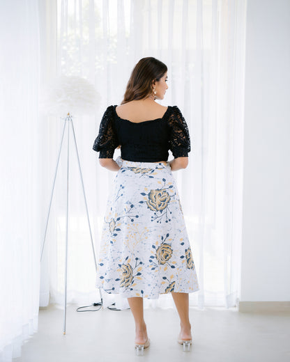 Puff Sleeve Black Mesh Top