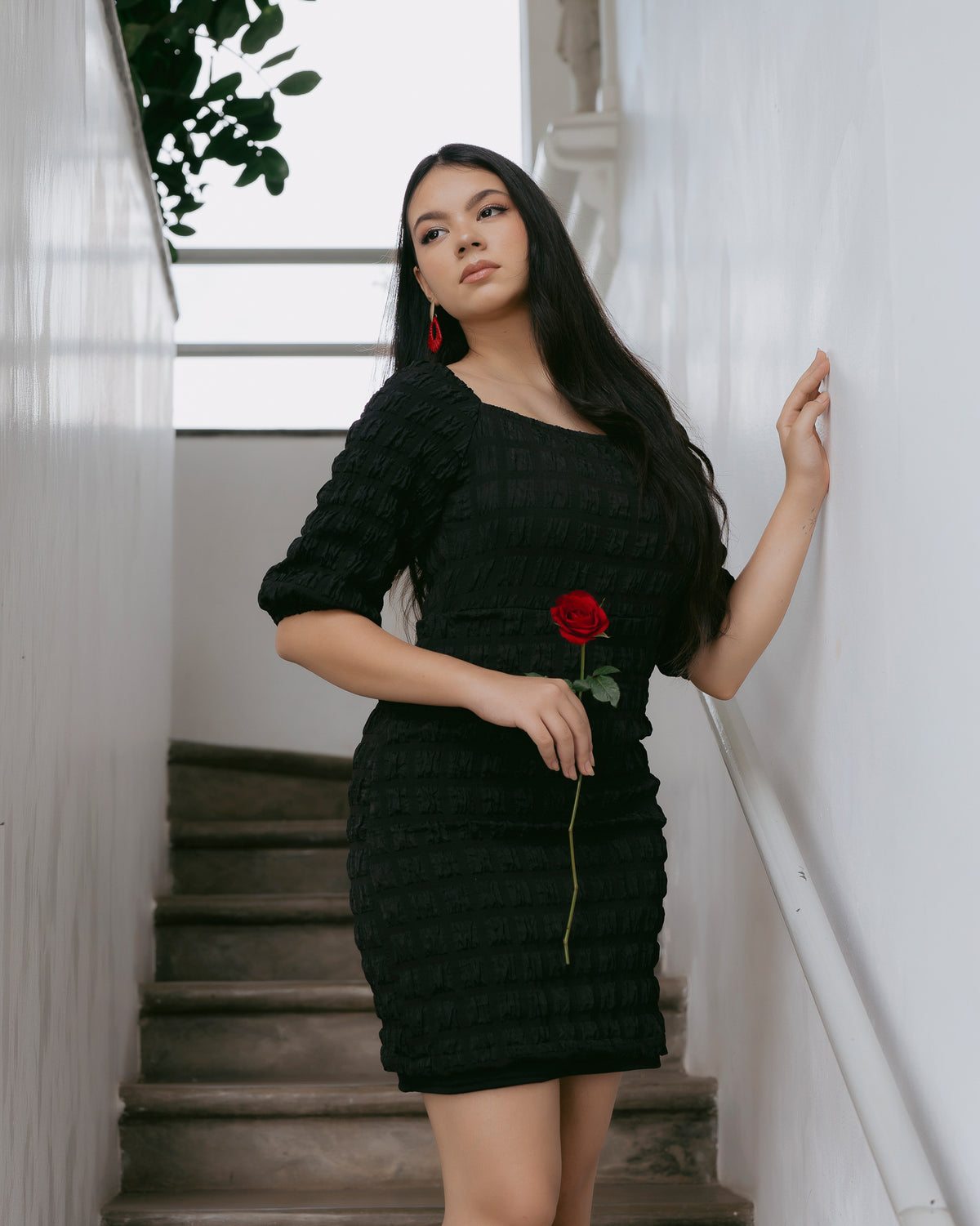 Puff Sleeve Short Dress
