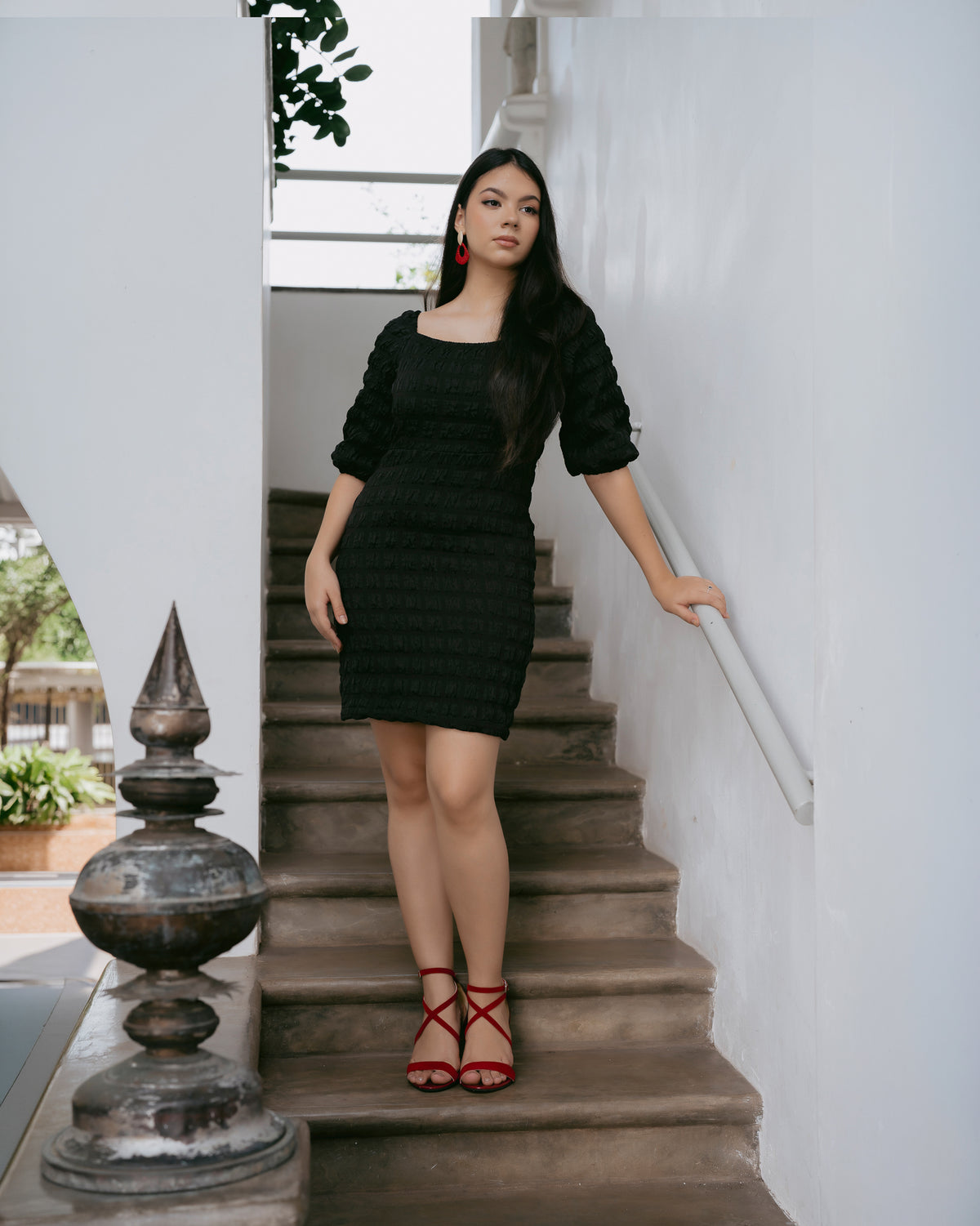 Puff Sleeve Short Dress