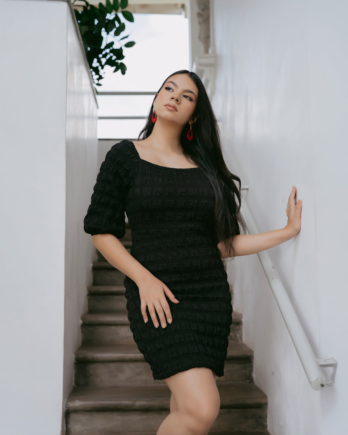 Puff Sleeve Short Dress