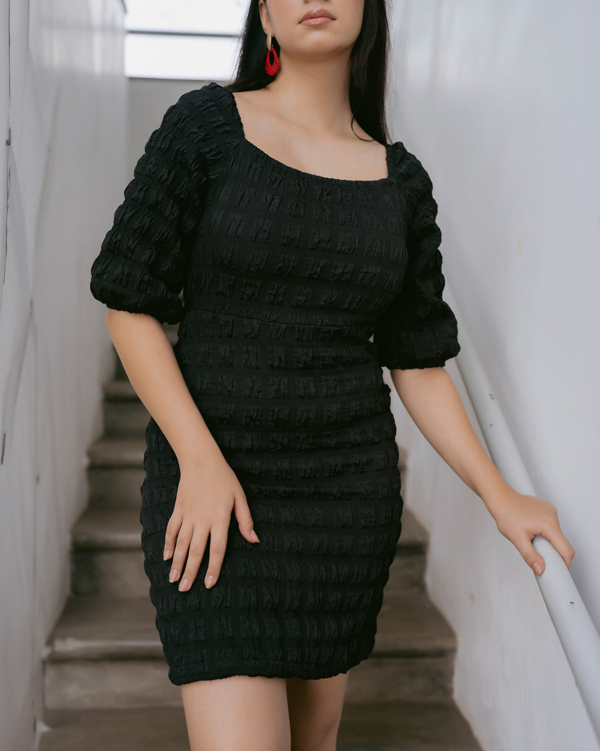 Puff Sleeve Short Dress