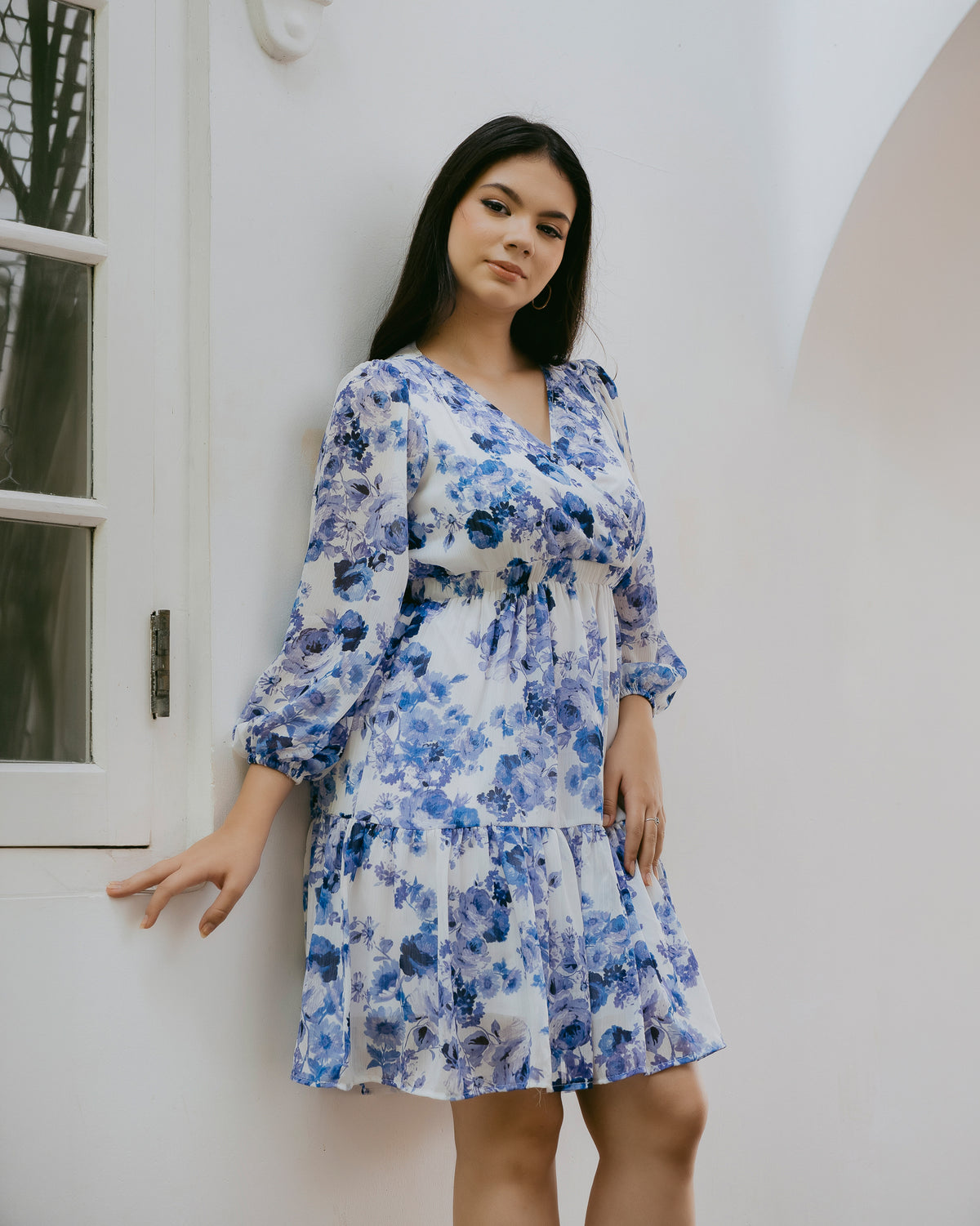 Long-Sleeve Printed Dress
