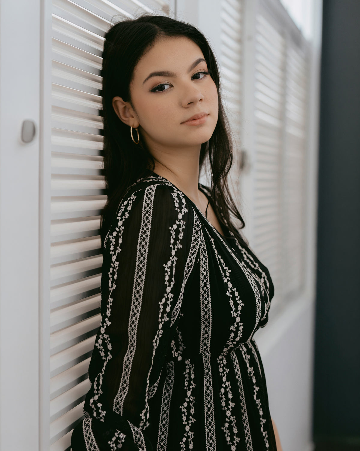 Long-Sleeve Printed Dress