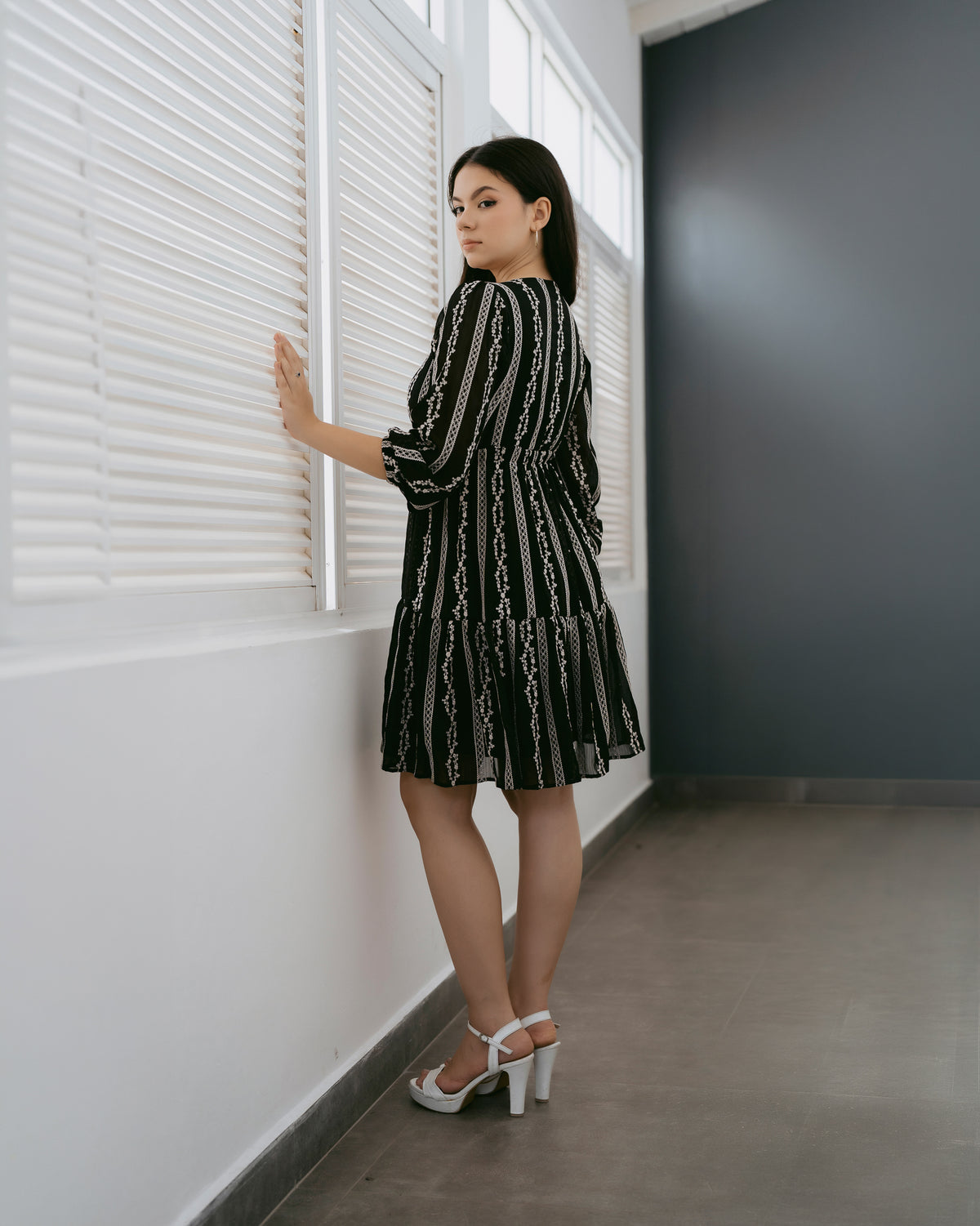 Long-Sleeve Printed Dress
