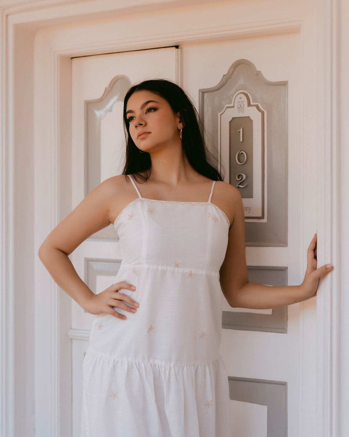 Strappy Embroidered Maxi Dress
