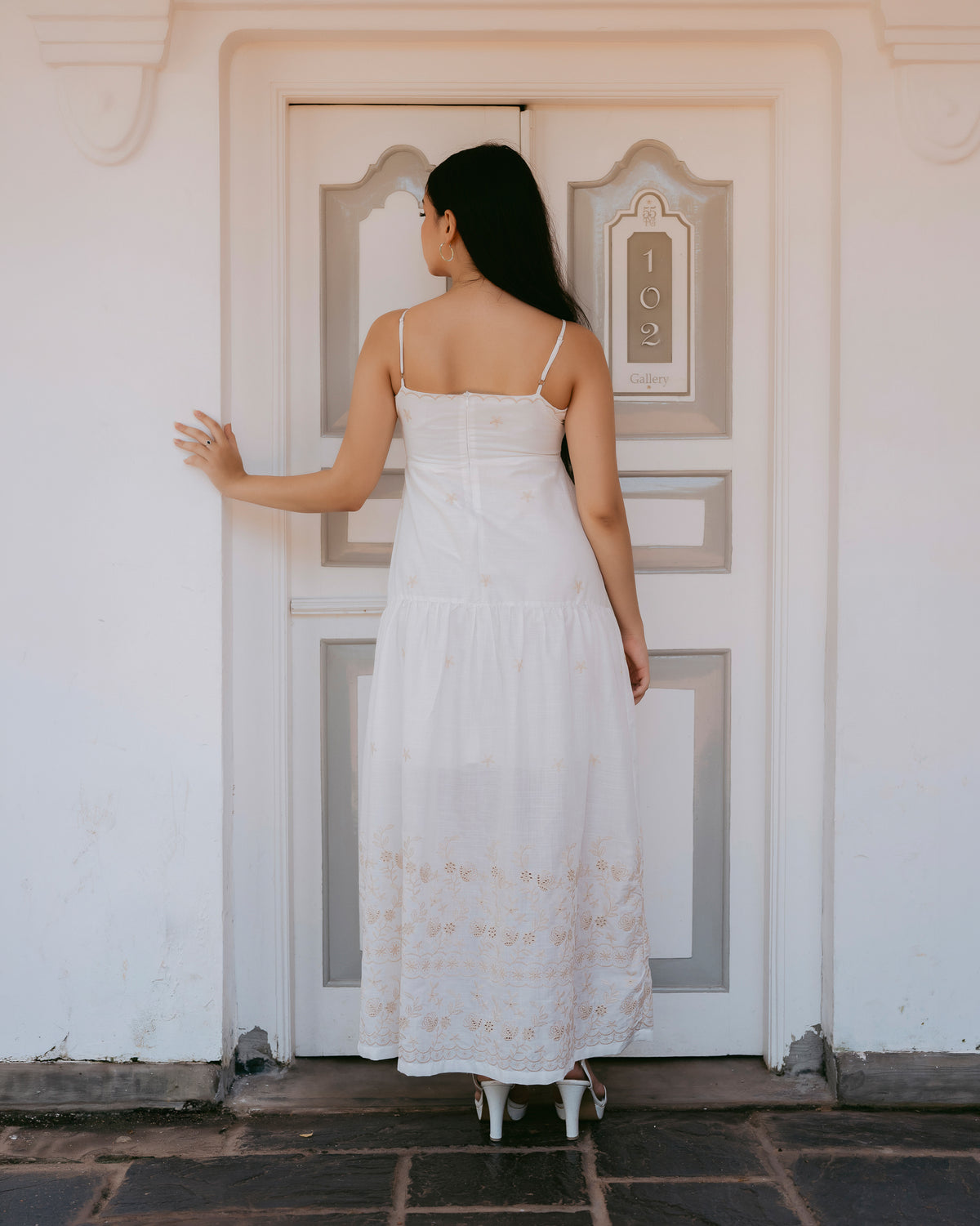 Strappy Embroidered Maxi Dress
