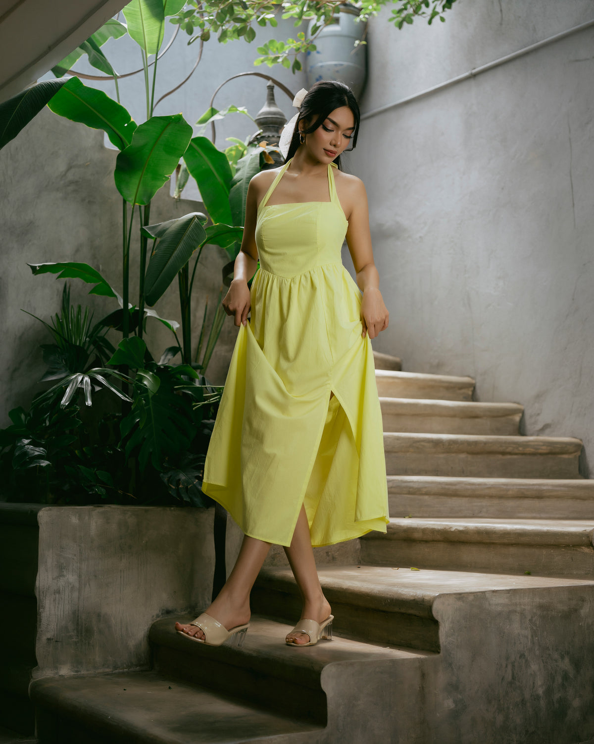 Criss-Cross Neck Tie-Up Dress