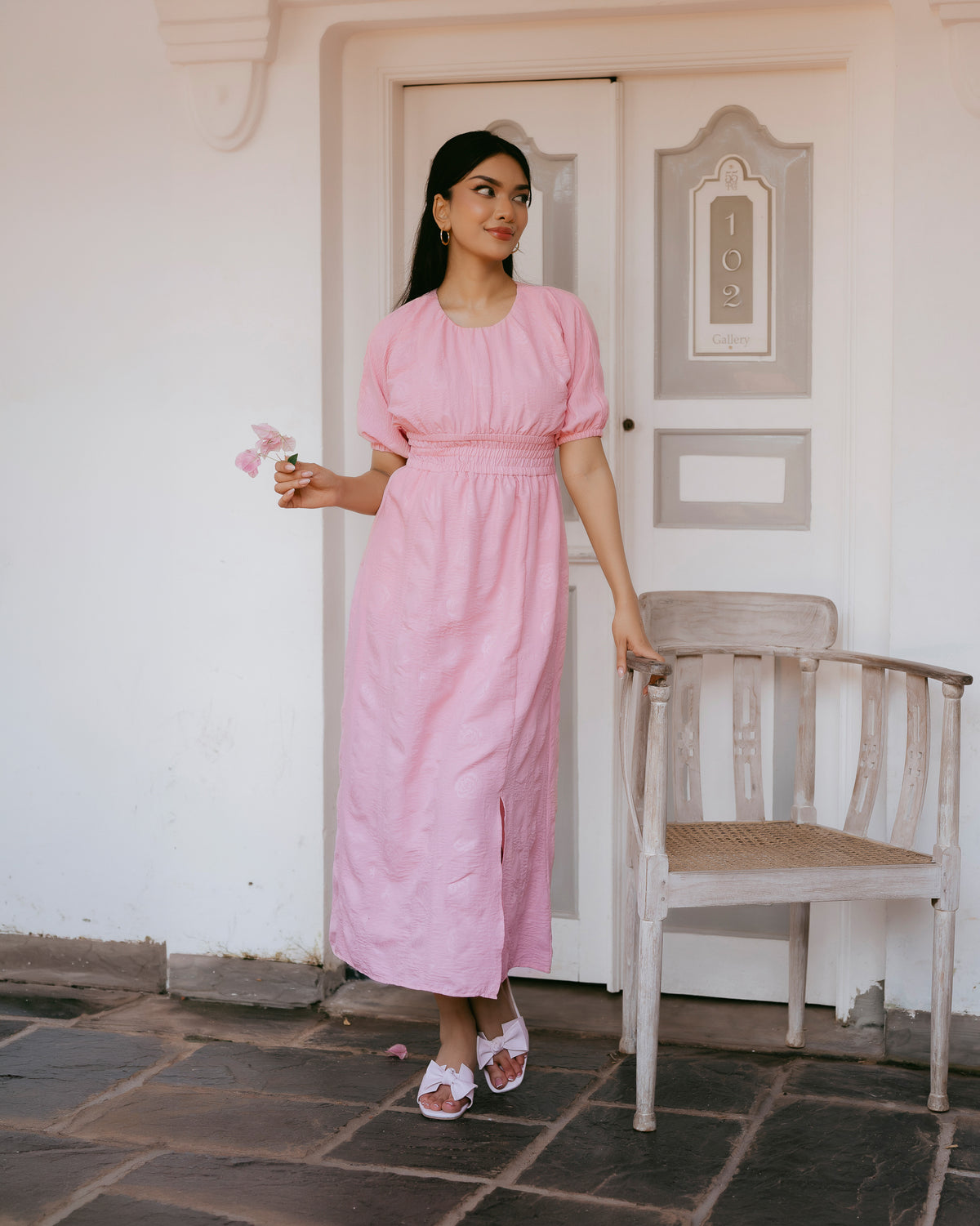 Waist-Gathered Maxi Dress