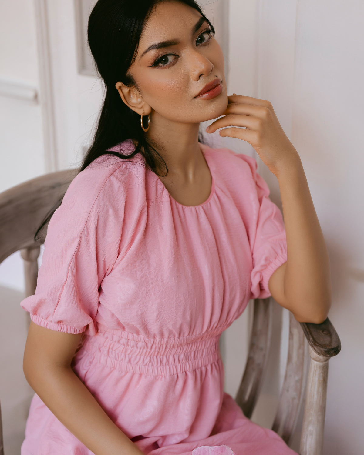 Waist-Gathered Maxi Dress