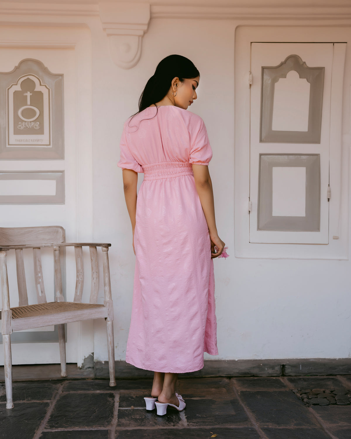 Waist-Gathered Maxi Dress