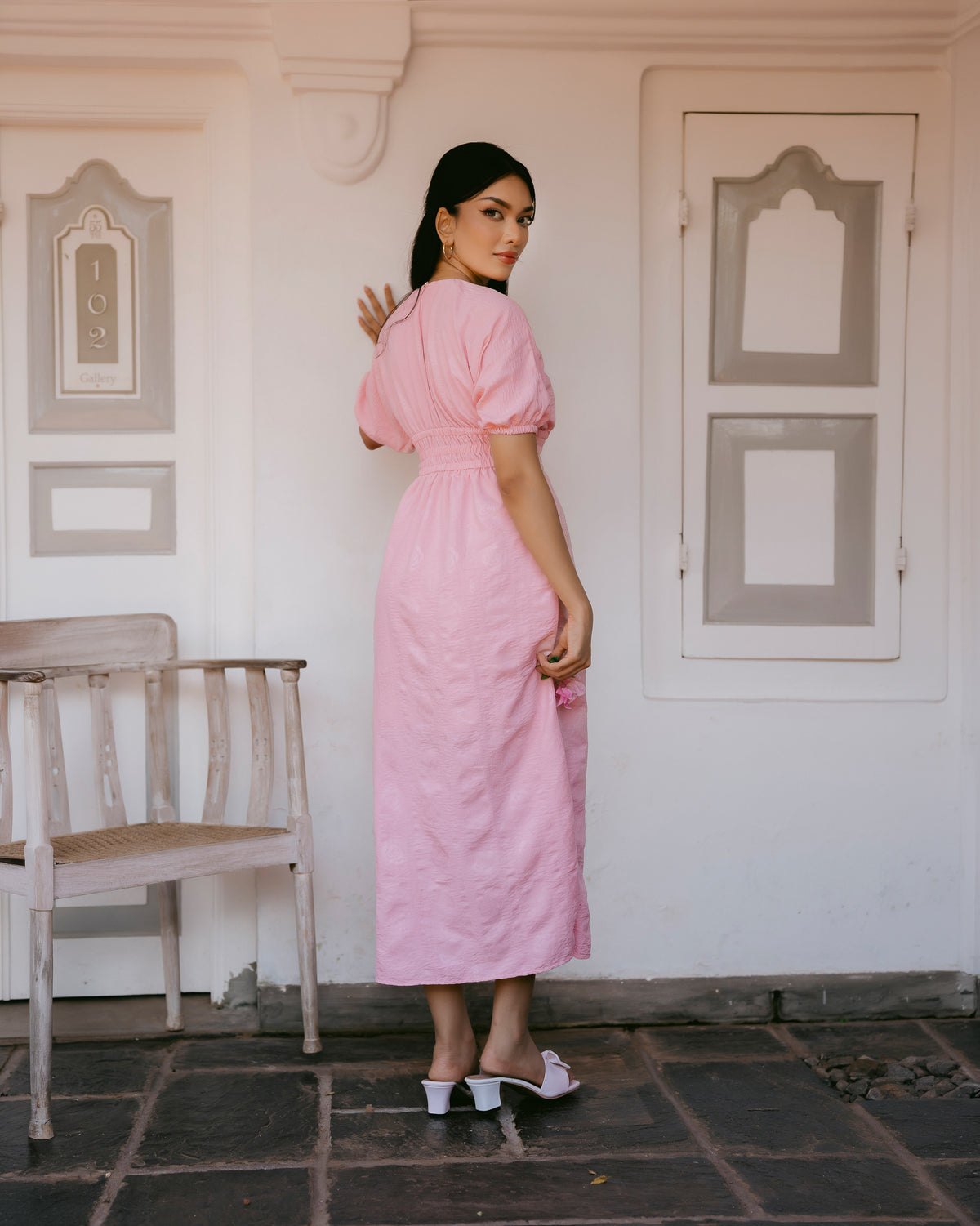 Waist-Gathered Maxi Dress