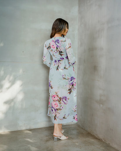 Surplice Neckline Printed Maxi Dress