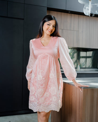Embroider Detail Long Sleeve Dress