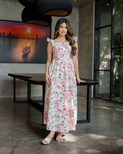 Corset Style Strappy Printed Dress