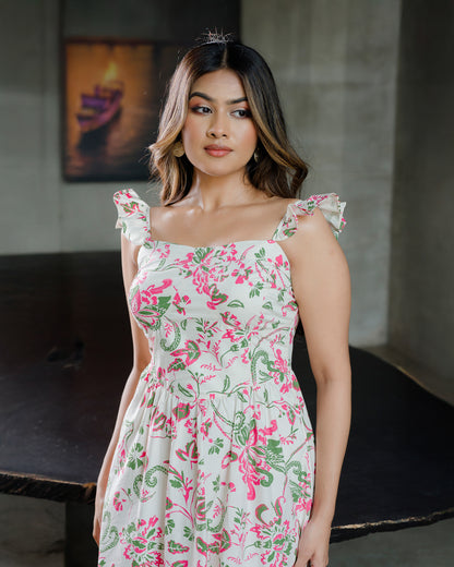 Corset Style Strappy Printed Dress