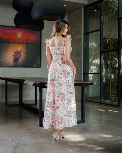 Corset Style Strappy Printed Dress