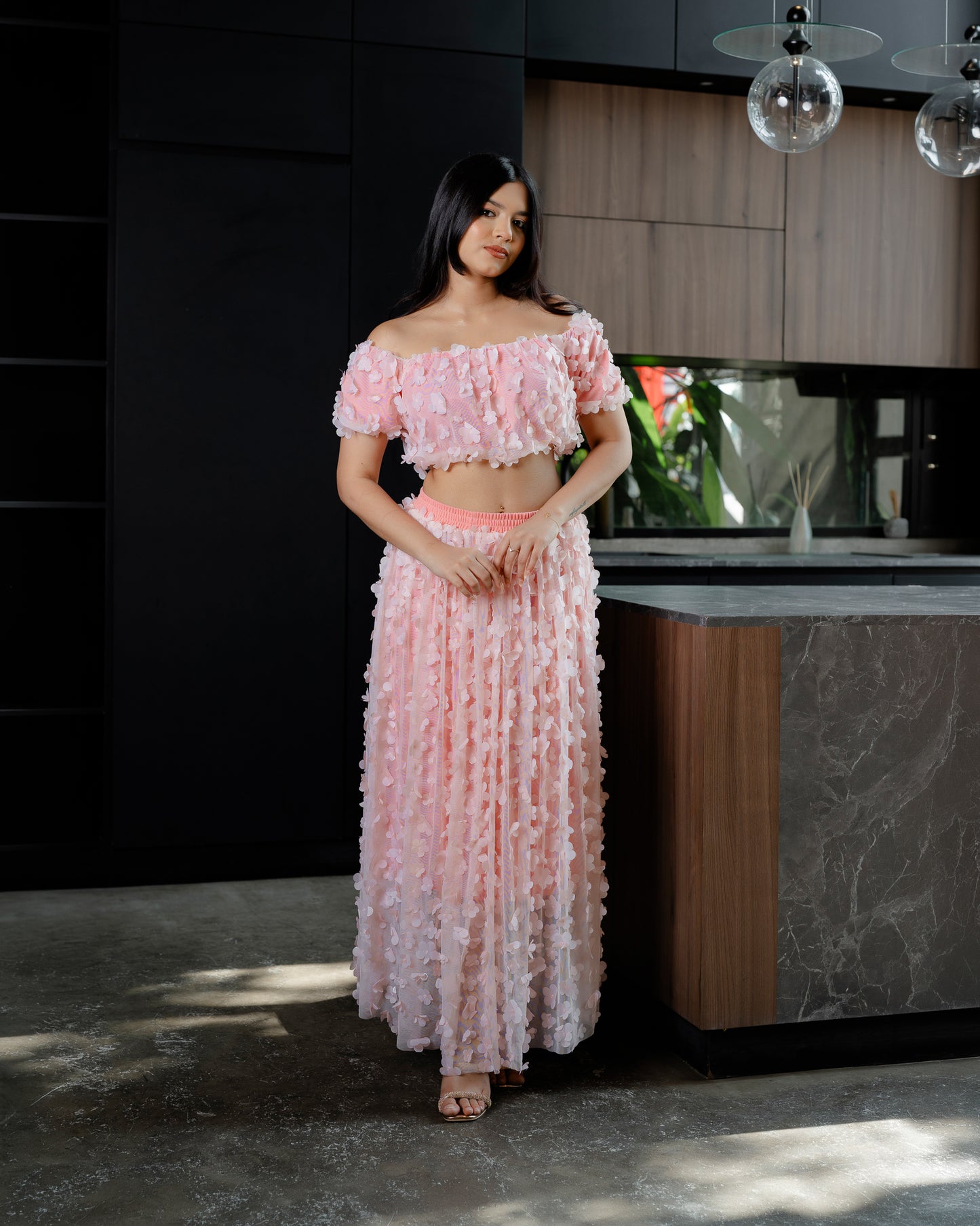 Floral Mesh Skirt & Top