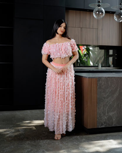 Floral Mesh Skirt & Top