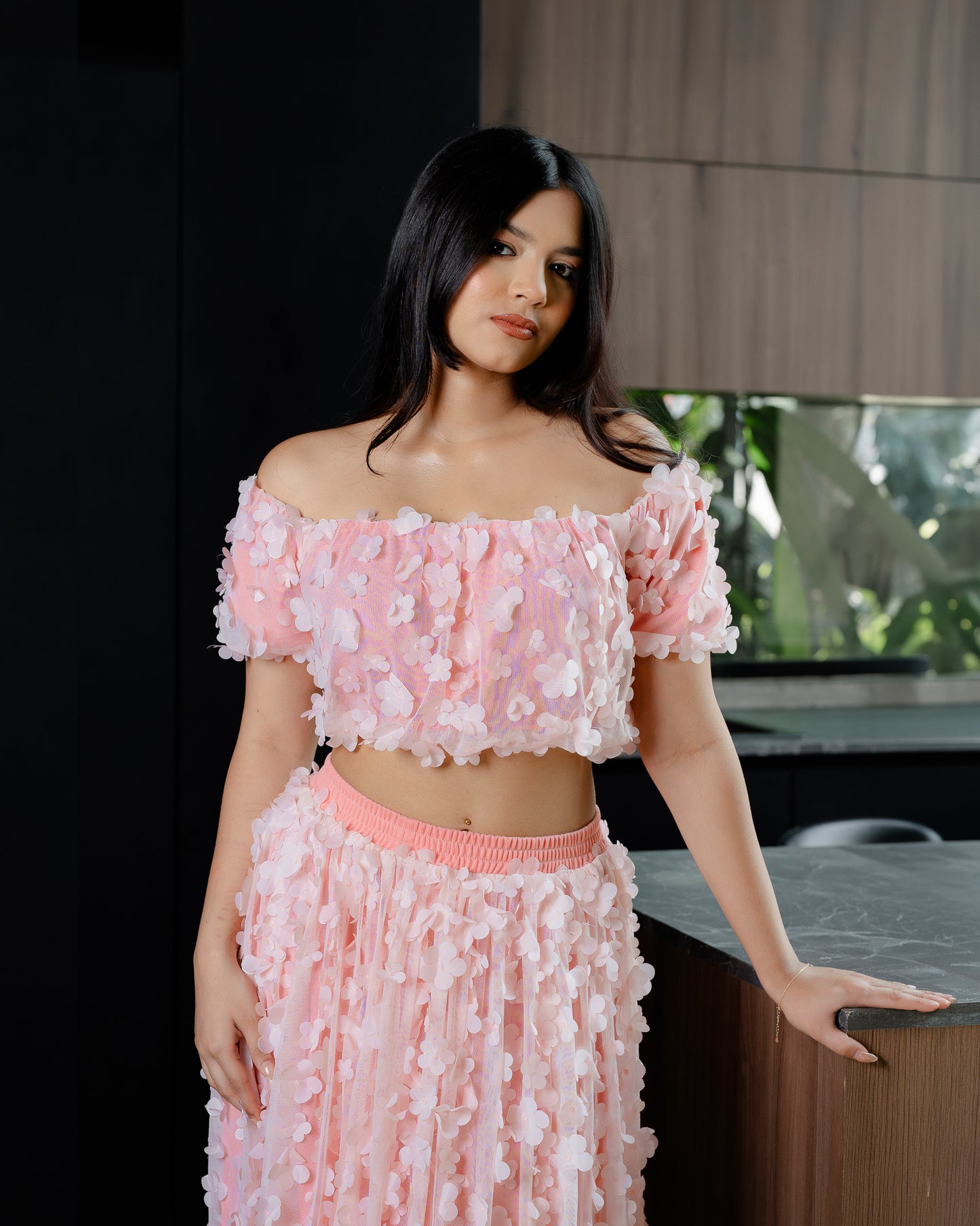 Floral Mesh Skirt & Top