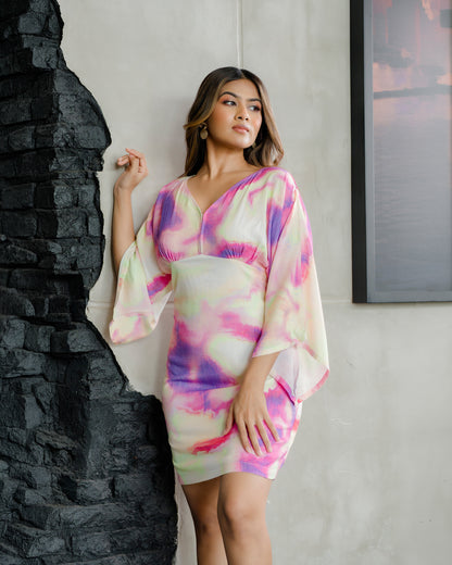 Wide Sleeve Short Dress