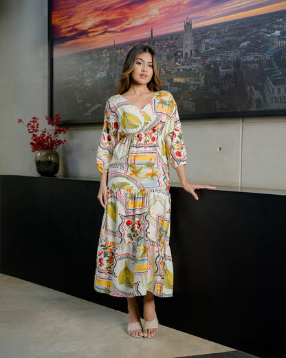 Printed Back Tie Up Maxi Dress