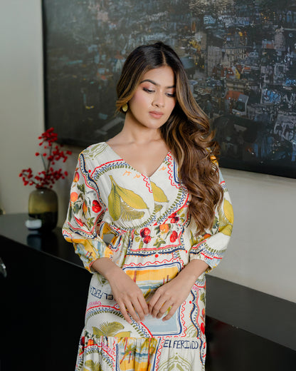 Printed Back Tie Up Maxi Dress