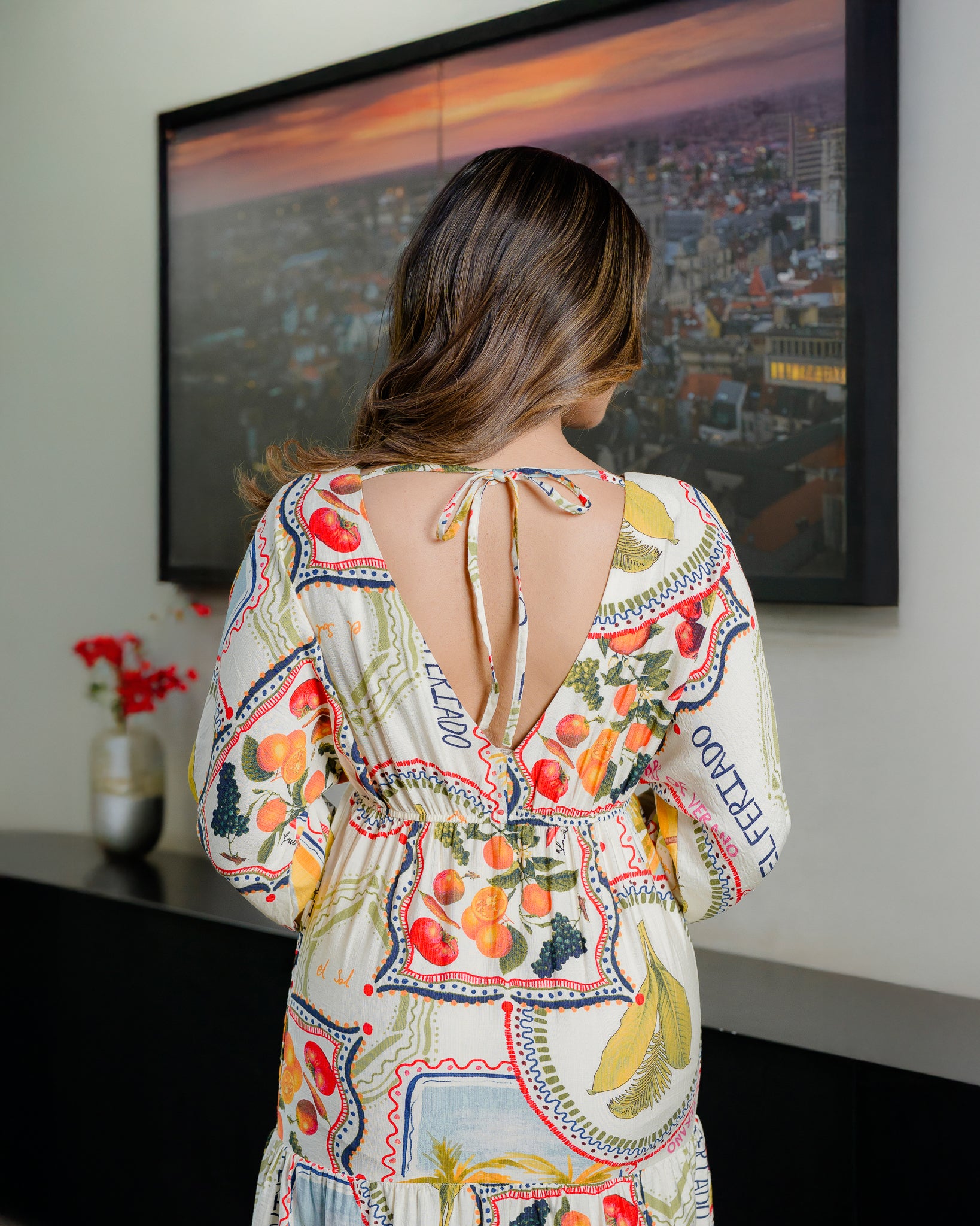 Printed Back Tie Up Maxi Dress