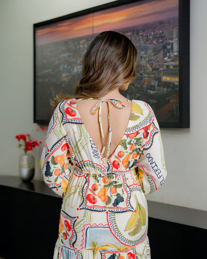 Printed Back Tie Up Maxi Dress