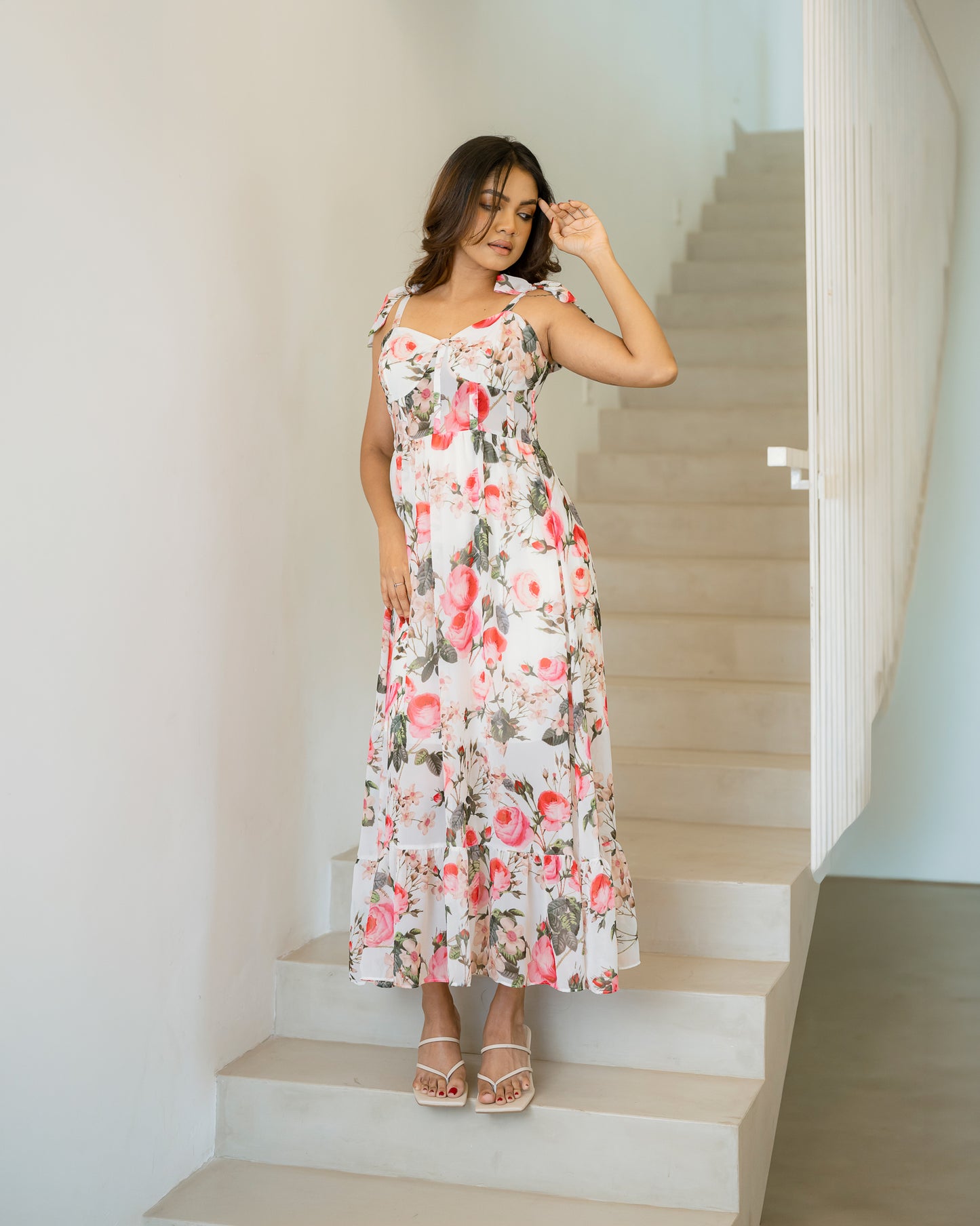 Strappy Corset Tired Hem Dress
