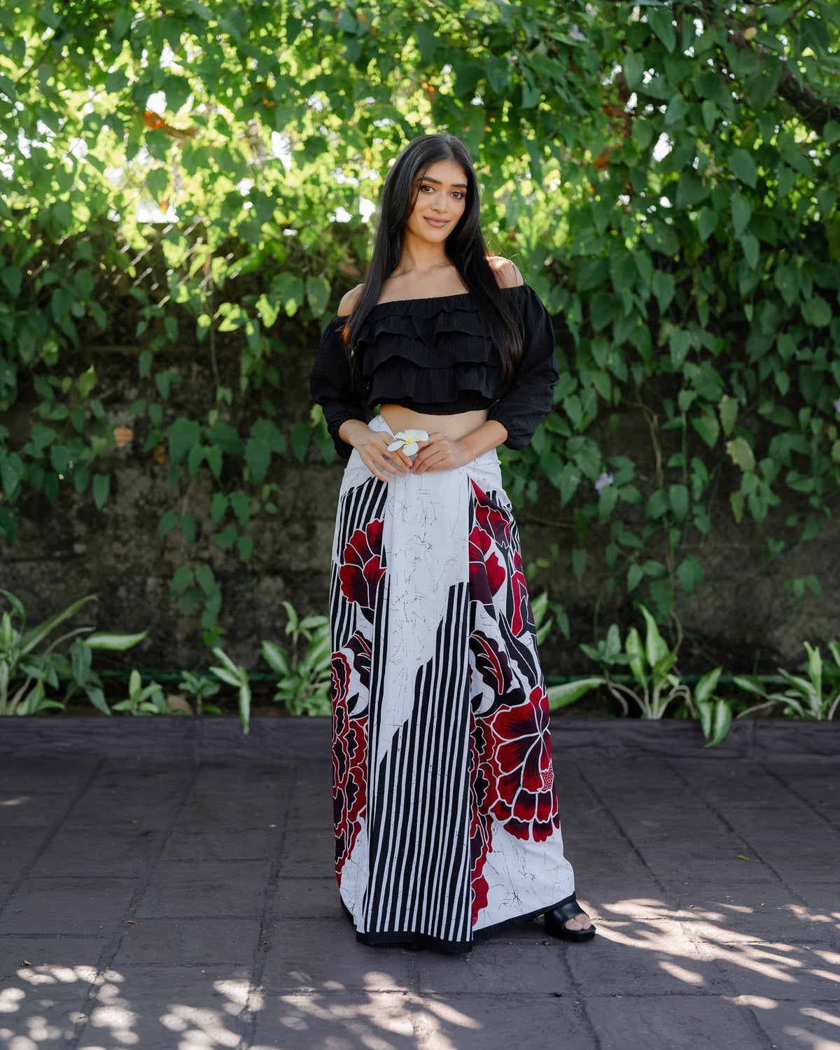Ruffle Long Sleeve Crop Top
