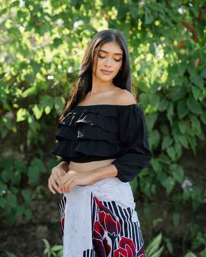 Ruffle Long Sleeve Crop Top